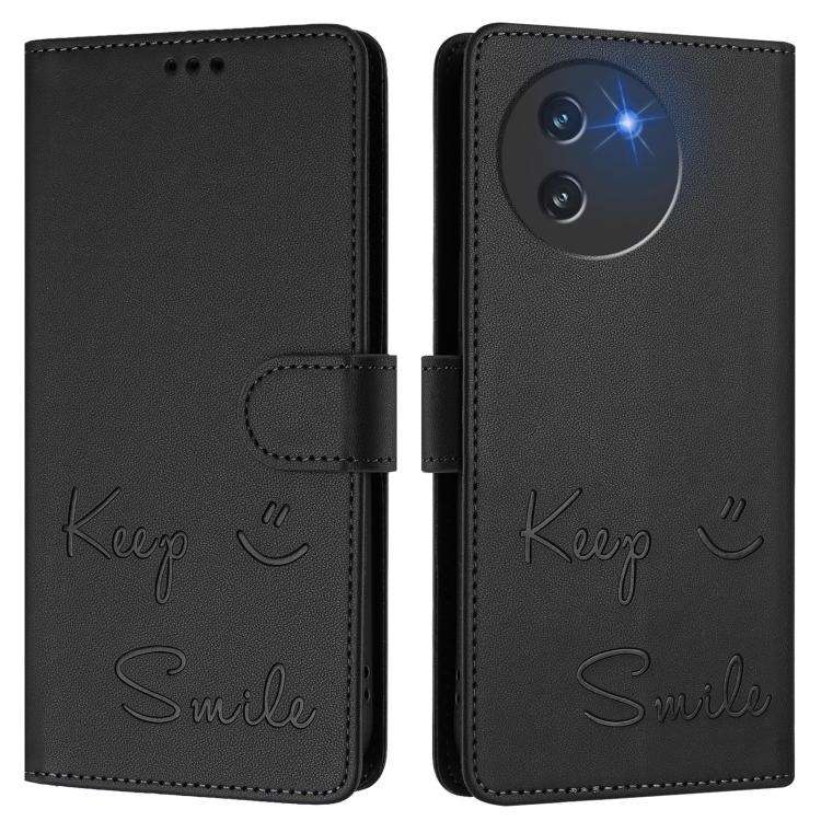 For Doogee Note 59 / Note 59 Pro Smile Embossing RFID Leather Phone Case(Black)