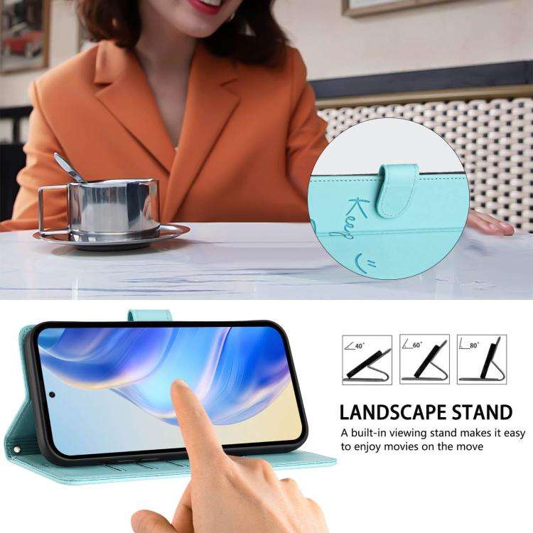 For Doogee N60 Pro Smile Embossing RFID Leather Phone Case(Mint Green)