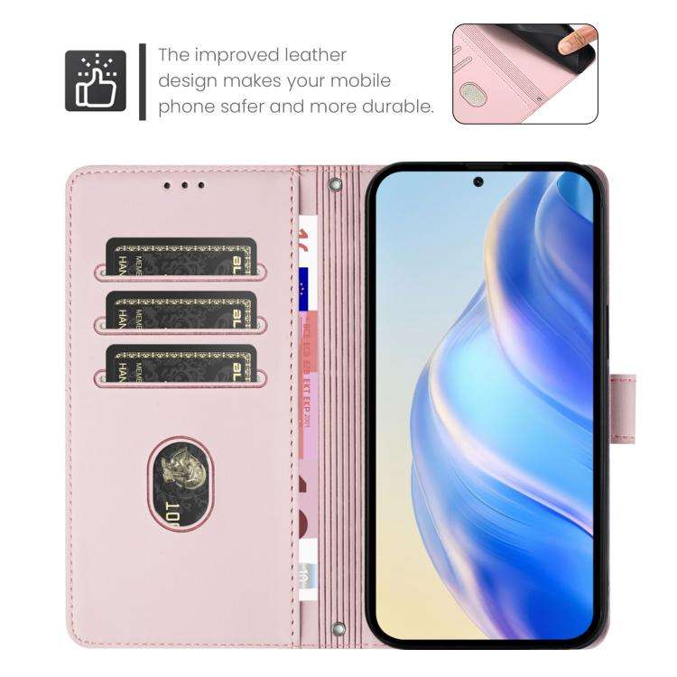 For Doogee N60 Pro Smile Embossing RFID Leather Phone Case(Pink)