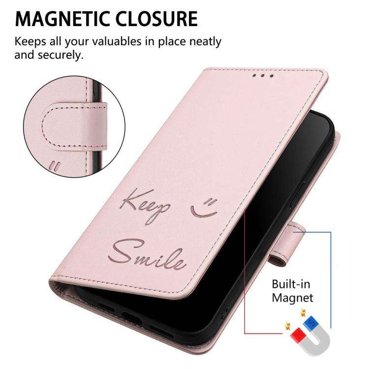 For Doogee N60 Pro Smile Embossing RFID Leather Phone Case(Pink)