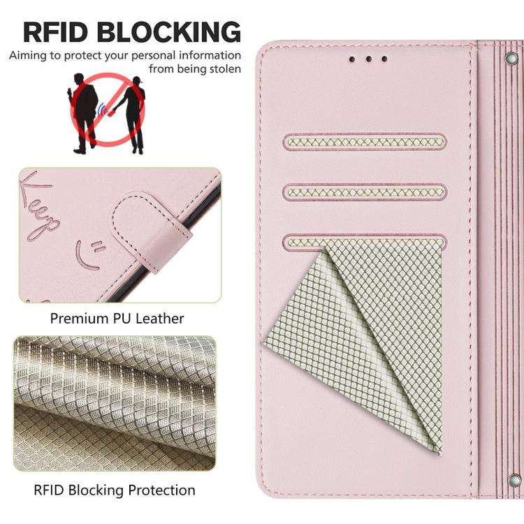 For Doogee N60 Pro Smile Embossing RFID Leather Phone Case(Pink)