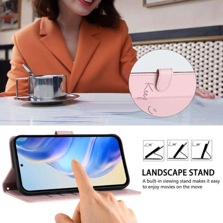 For Doogee N60 Pro Smile Embossing RFID Leather Phone Case(Pink)