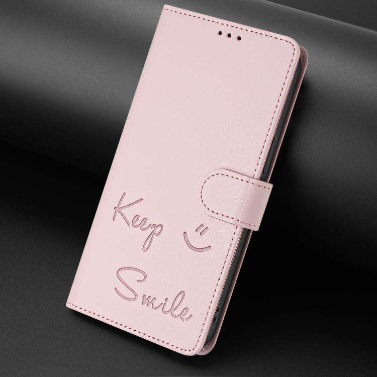 For Doogee N60 Pro Smile Embossing RFID Leather Phone Case(Pink)