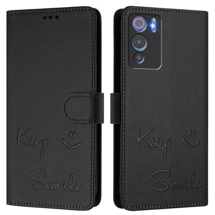 For Doogee N60 Pro Smile Embossing RFID Leather Phone Case(Black)