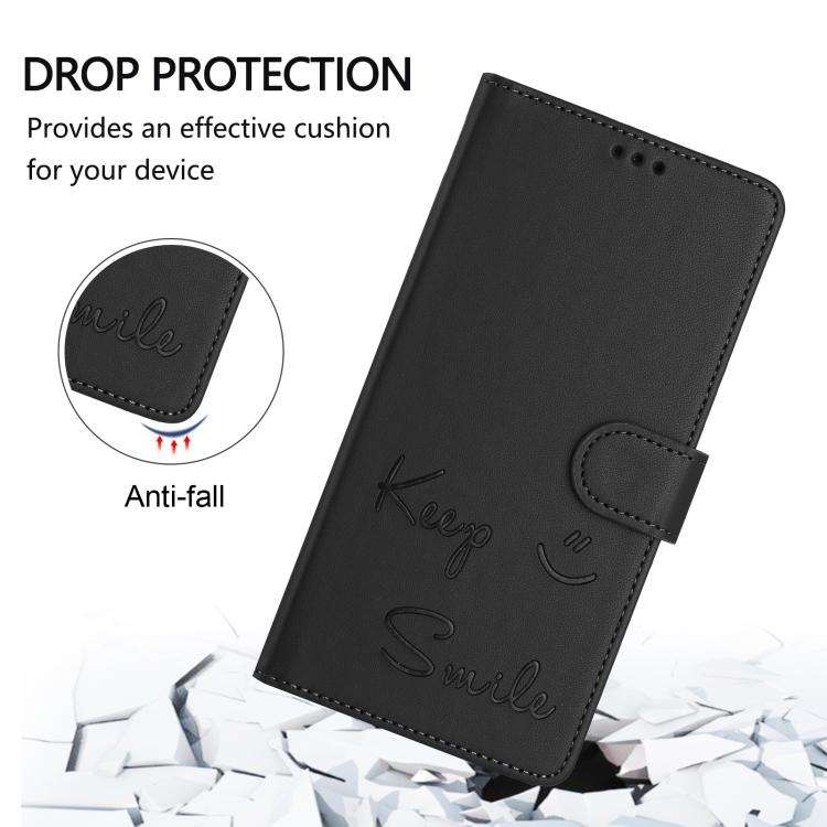 For Doogee N60 Pro Smile Embossing RFID Leather Phone Case(Black)