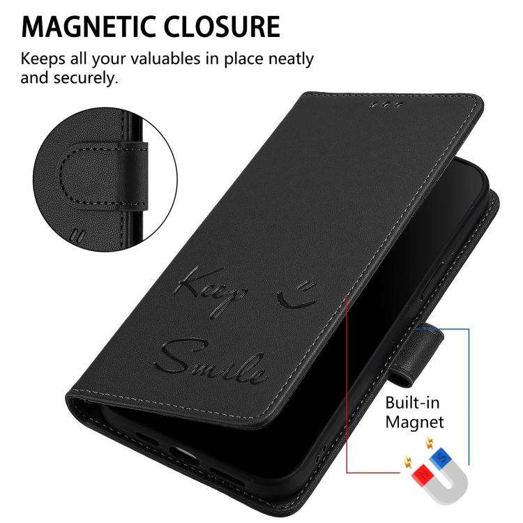For Doogee N60 Pro Smile Embossing RFID Leather Phone Case(Black)