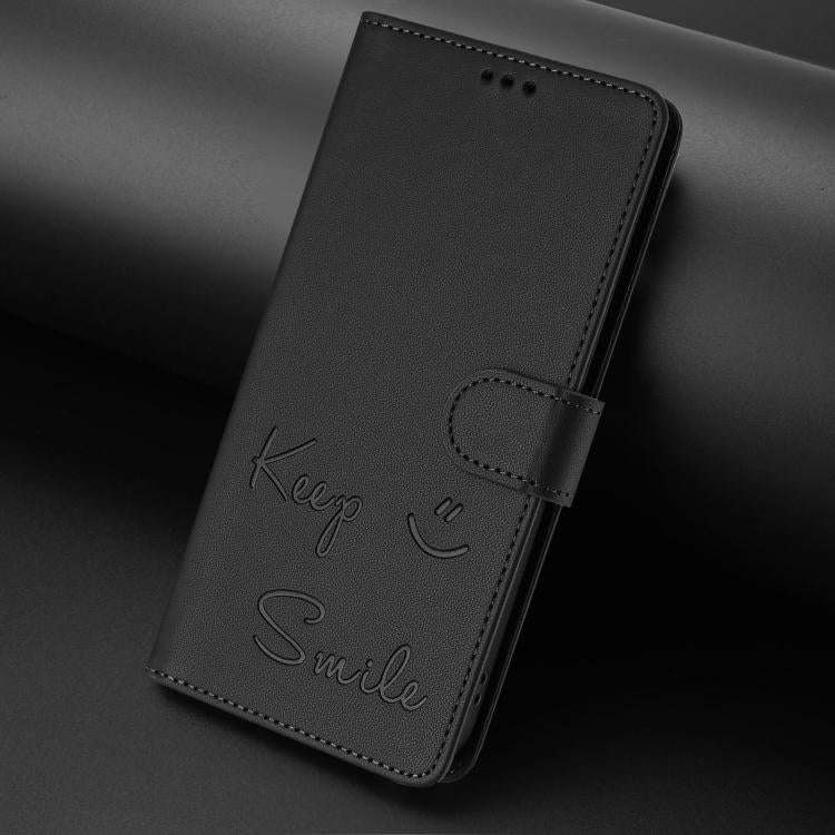 For Doogee N60 Pro Smile Embossing RFID Leather Phone Case(Black)