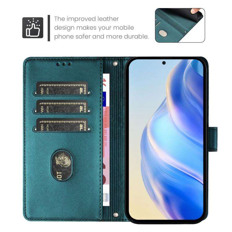For Doogee N60 Pro Smile Embossing RFID Leather Phone Case(Peacock Green)