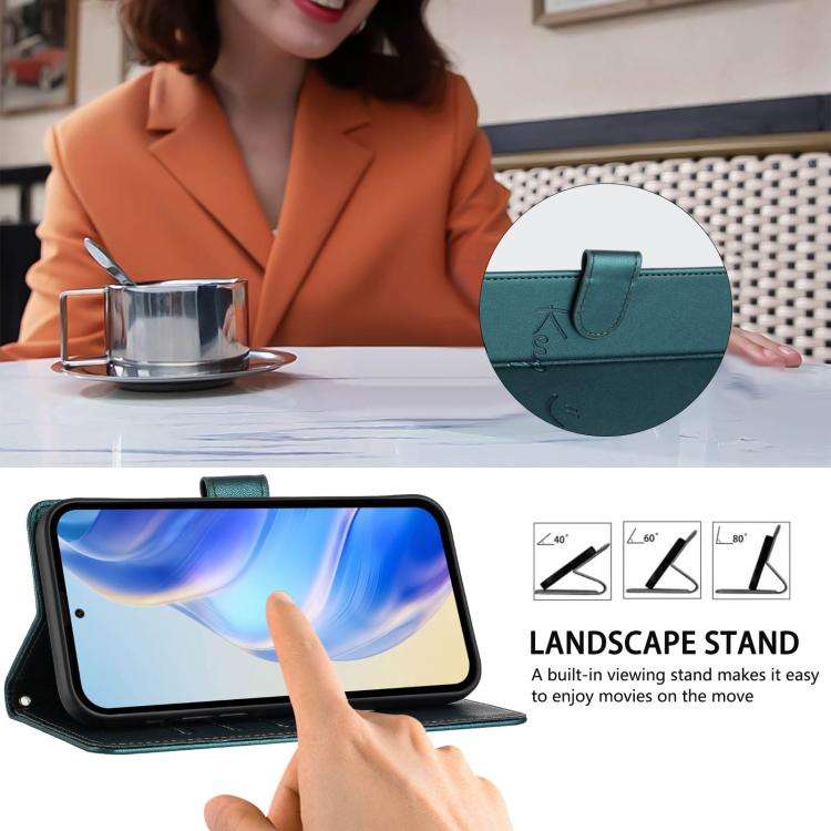 For Doogee N60 Pro Smile Embossing RFID Leather Phone Case(Peacock Green)