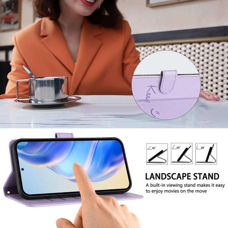 For Doogee N60 Pro Smile Embossing RFID Leather Phone Case(Light Purple)