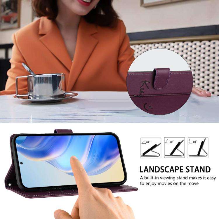 For Doogee N60 Pro Smile Embossing RFID Leather Phone Case(Violet)
