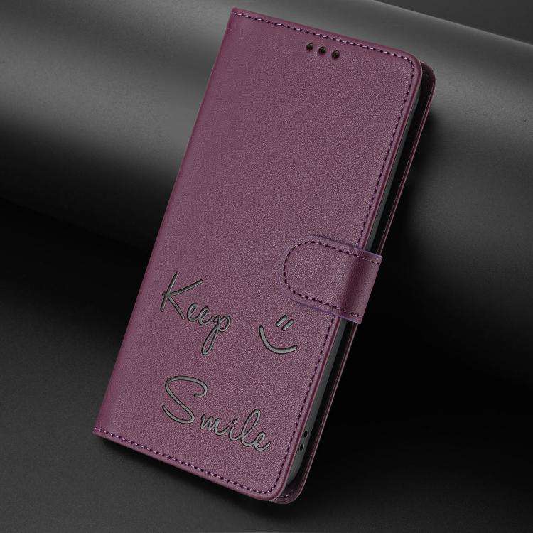 For Doogee N60 Pro Smile Embossing RFID Leather Phone Case(Violet)