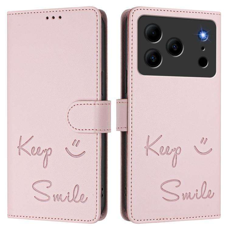For Doogee Note 56 / Note 56 Pro Smile Embossing RFID Leather Phone Case(Pink)