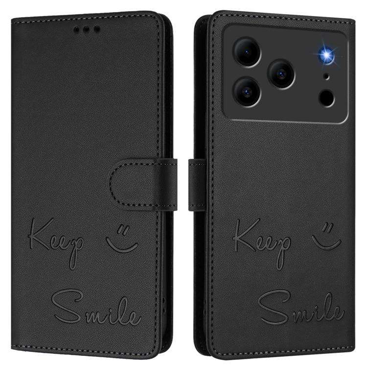 For Doogee Note 56 / Note 56 Pro Smile Embossing RFID Leather Phone Case(Black)