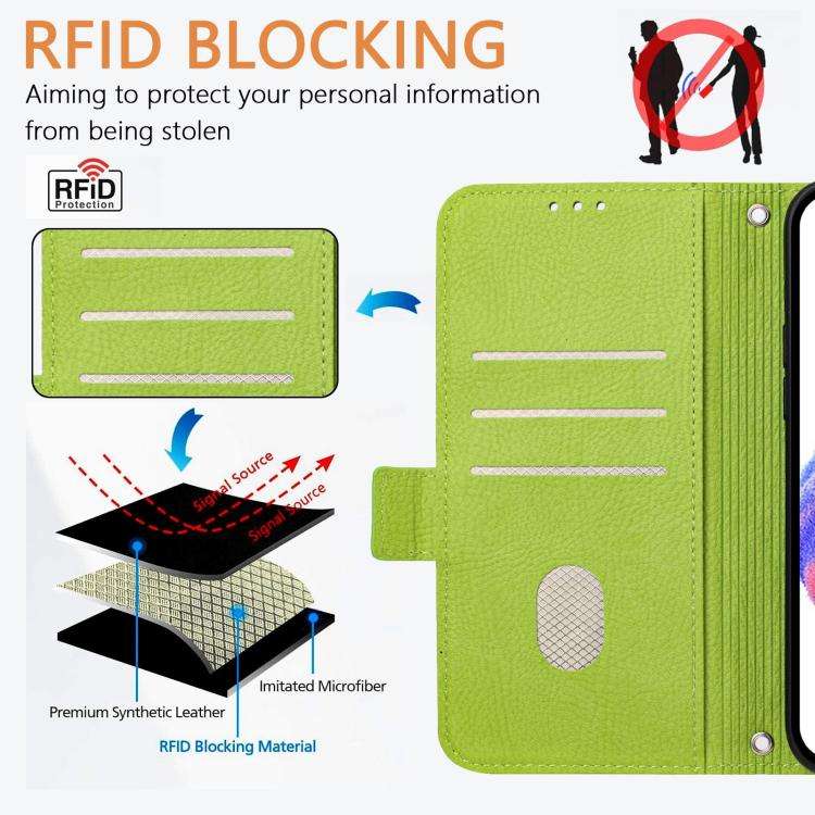 For Doogee N60 Pro Embossed Rose RFID Anti-theft Leather Phone Case(Green)