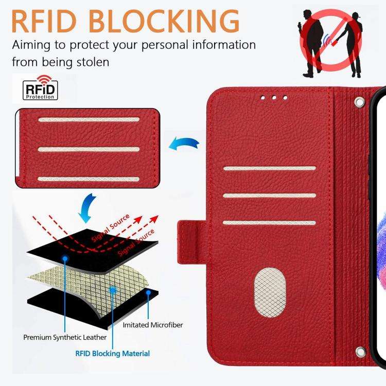For Doogee N60 Pro Embossed Rose RFID Anti-theft Leather Phone Case(Red)