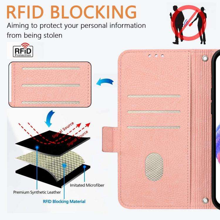 For Doogee N60 Pro Embossed Rose RFID Anti-theft Leather Phone Case(Pink)
