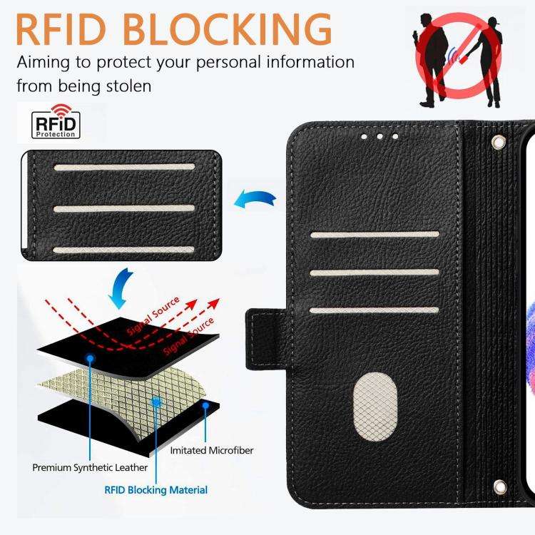 For Doogee N60 Pro Embossed Rose RFID Anti-theft Leather Phone Case(Black)