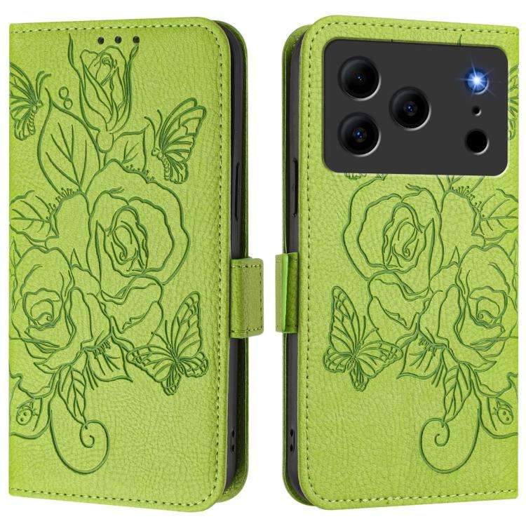For Doogee Note 56 / Note 56 Pro Embossed Rose RFID Anti-theft Leather Phone Case(Green)