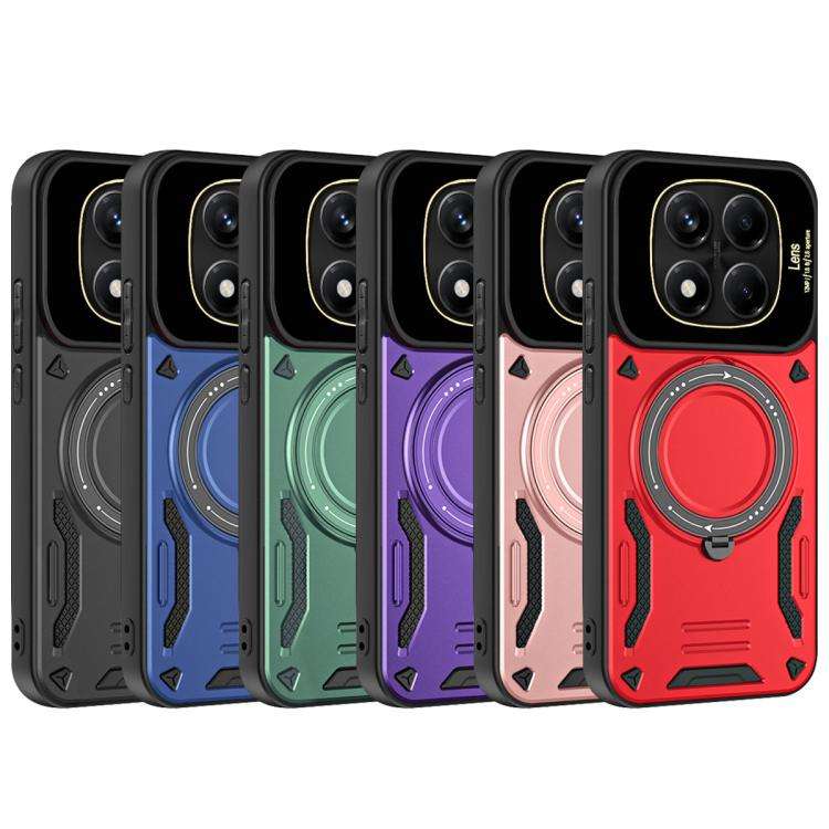 For Redmi Note 14 Pro 4G Global Large Window MagSafe Holder Phone Case(Black)