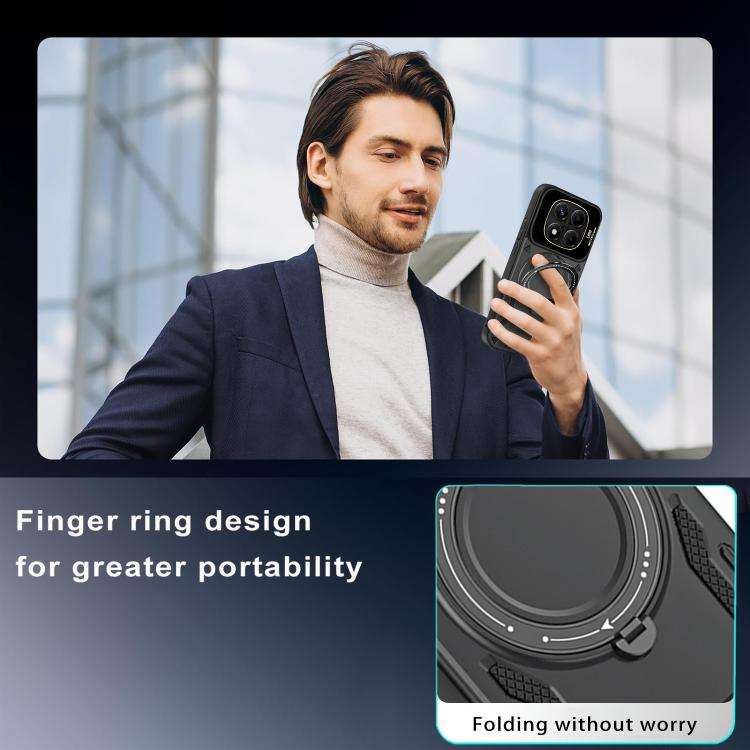 For Redmi Note 14 Pro 4G Global Large Window MagSafe Holder Phone Case(Black)