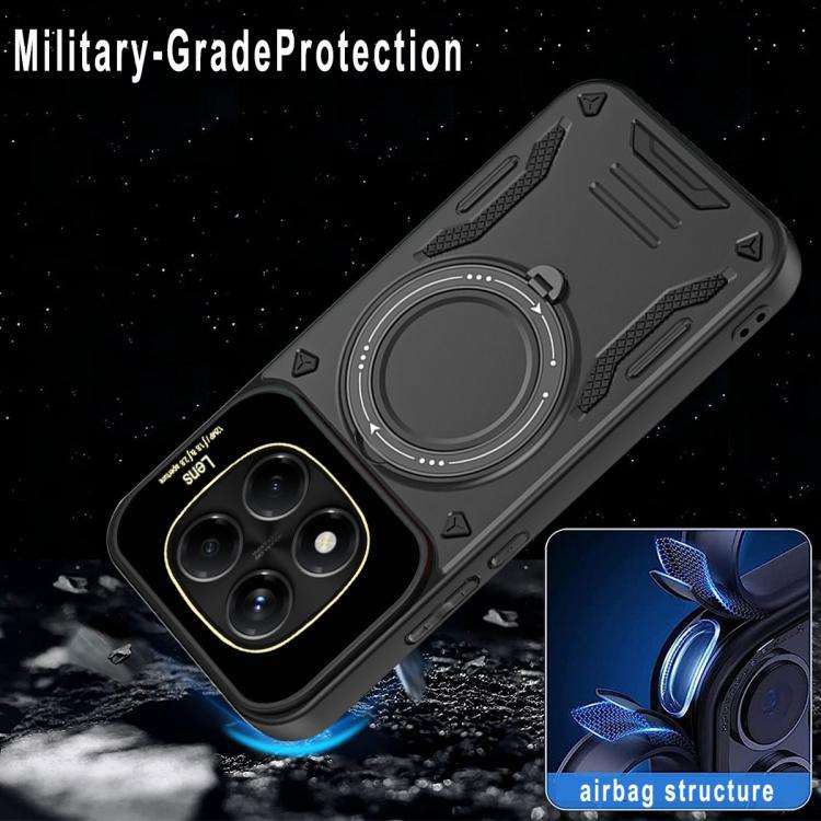 For Redmi Note 14 Pro 4G Global Large Window MagSafe Holder Phone Case(Black)