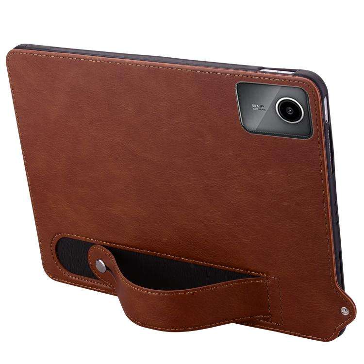 For Lenovo Xiaoxin Pad 11 2025 TPU Leather Back Tablet Case with Wristband(Brown)