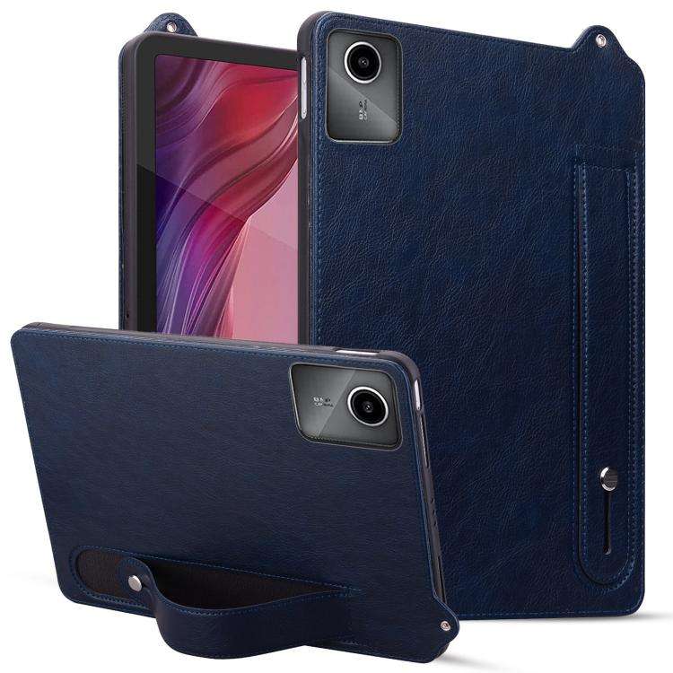 For Lenovo Xiaoxin Pad 11 2025 TPU Leather Back Tablet Case with Wristband(Dark Blue)