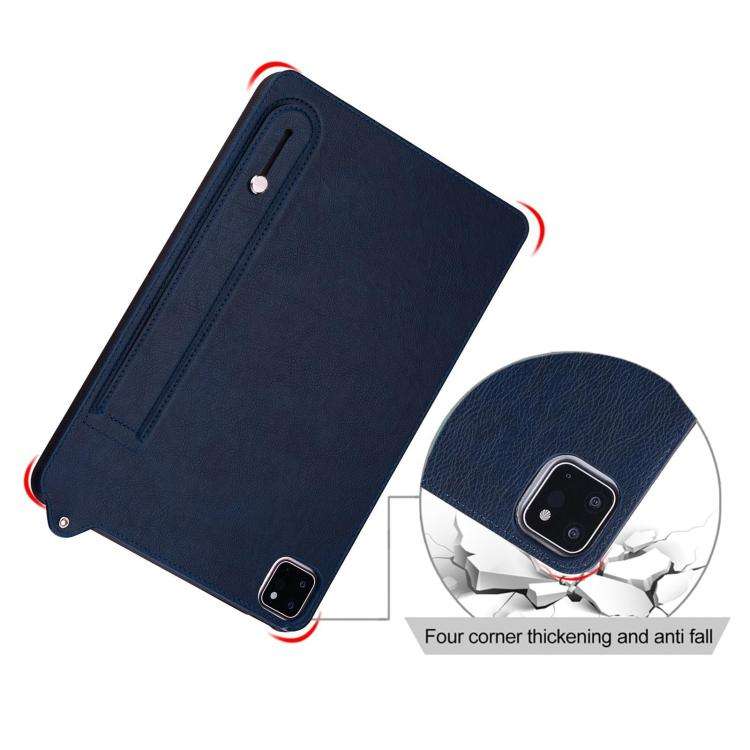 For Lenovo Xiaoxin Pad 11 2025 TPU Leather Back Tablet Case with Wristband(Dark Blue)