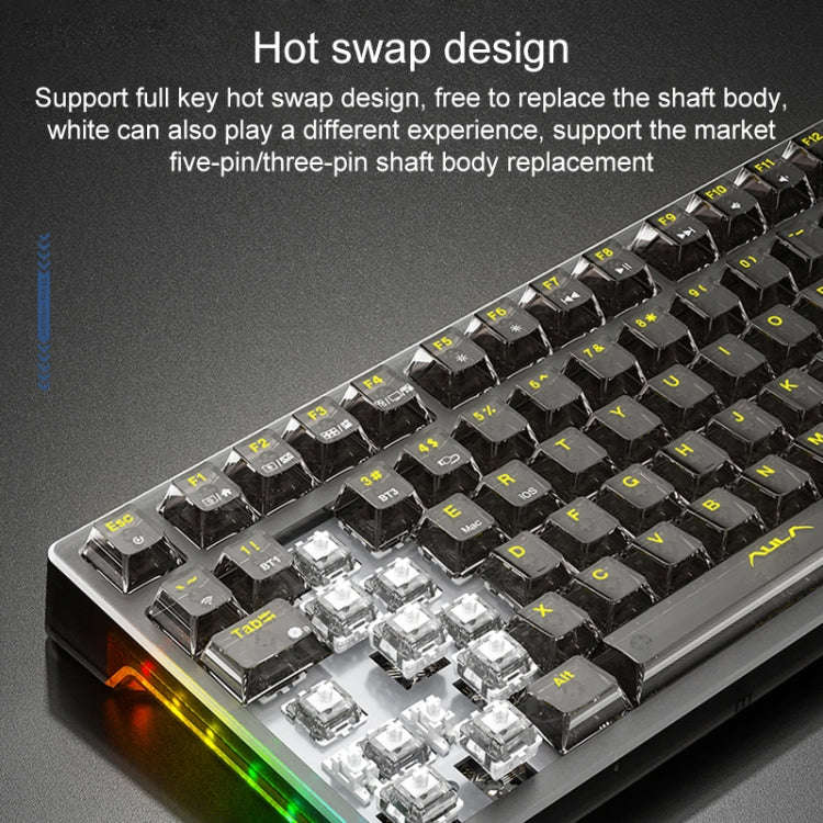 AULA F98Pro V3 99 Keys Wired/2.4G/Bluetooth Three Model RGB Mechanical Keyboard, Shaft:Ice Crysta...