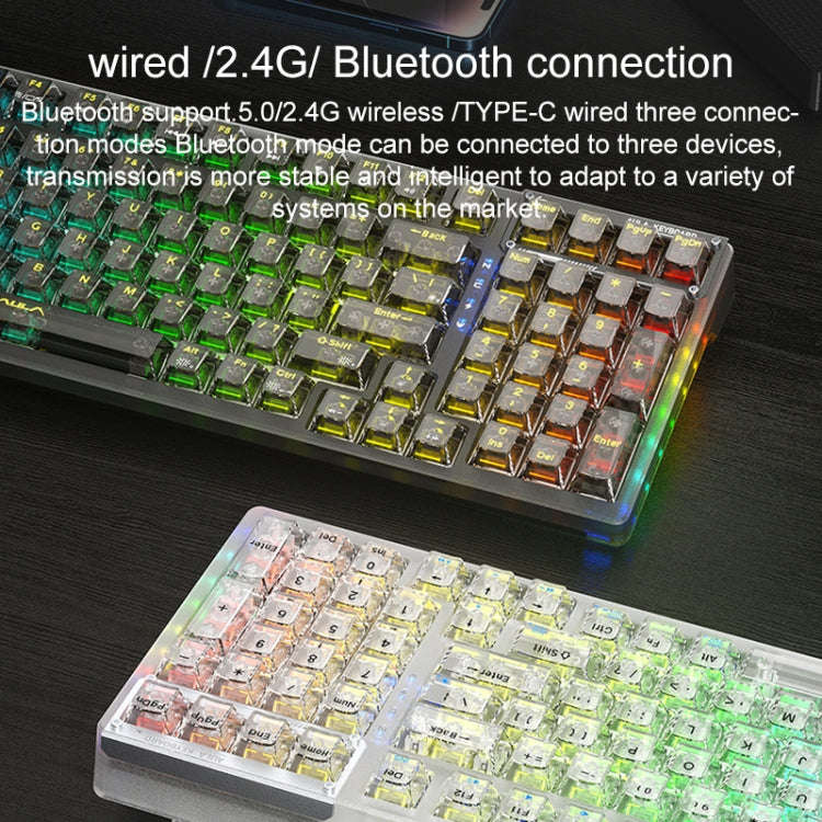 AULA F98Pro V3 99 Keys Wired/2.4G/Bluetooth Three Model RGB Mechanical Keyboard, Shaft:Ice Crysta...