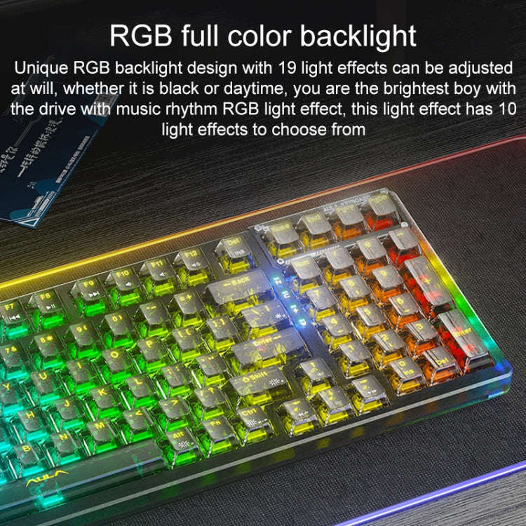 AULA F98Pro V3 99 Keys Wired/2.4G/Bluetooth Three Model RGB Mechanical Keyboard, Shaft:Ice Crysta...