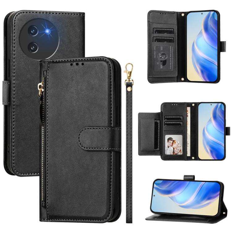 For Doogee Note 59 / Note 59 Pro Multi-Card Slots Zipper Wallet Leather Phone Case(Black)