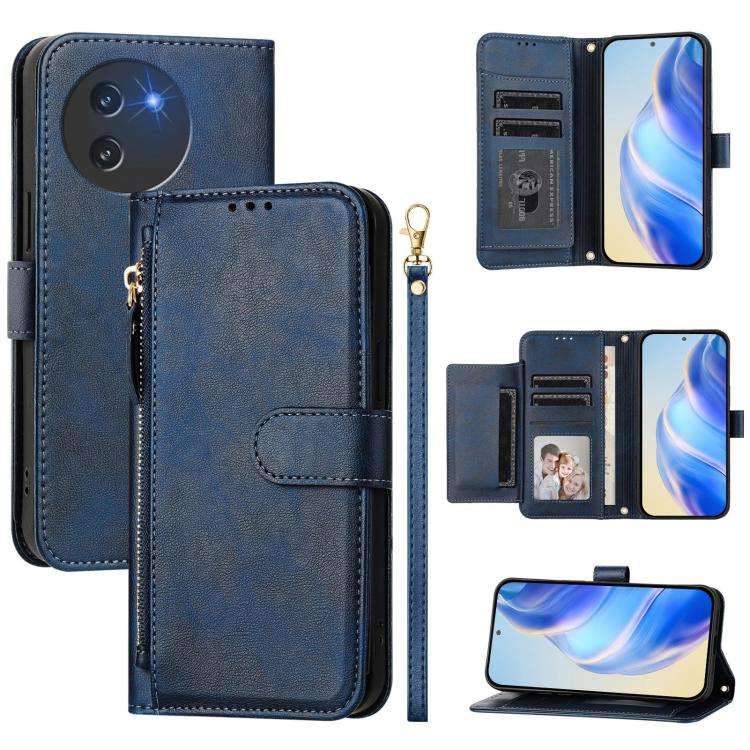 For Doogee Note 59 / Note 59 Pro Multi-Card Slots Zipper Wallet Leather Phone Case(Blue)