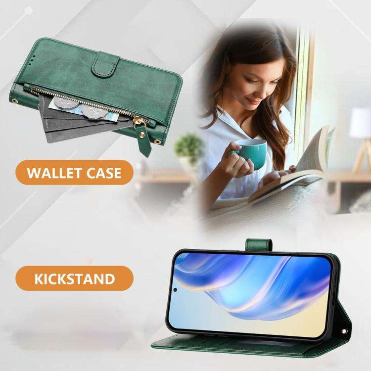 For Doogee Note 59 / Note 59 Pro Multi-Card Slots Zipper Wallet Leather Phone Case(Green)