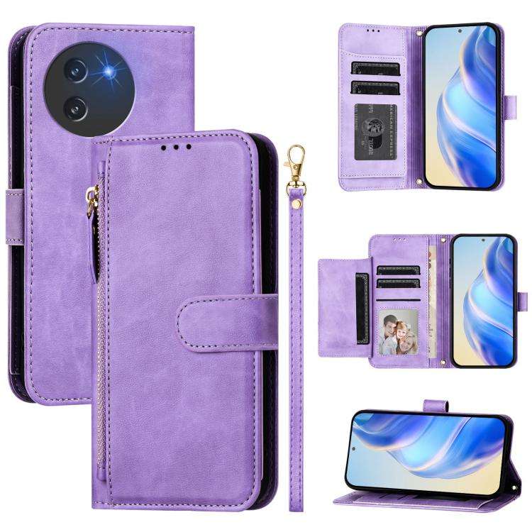 For Doogee Note 59 / Note 59 Pro Multi-Card Slots Zipper Wallet Leather Phone Case(Purple)