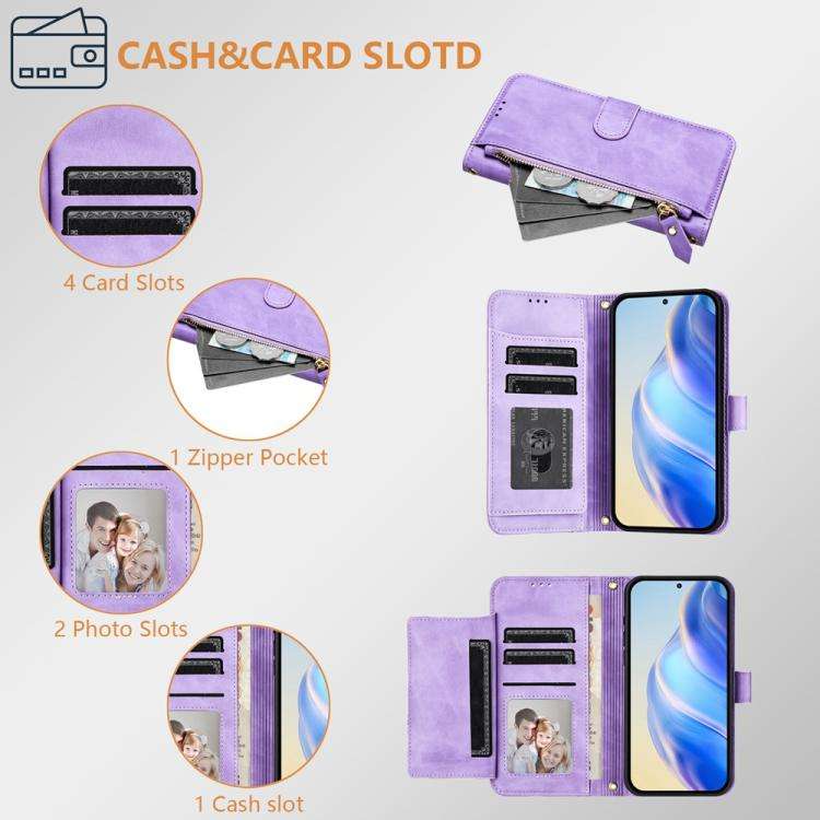 For Doogee Note 59 / Note 59 Pro Multi-Card Slots Zipper Wallet Leather Phone Case(Purple)