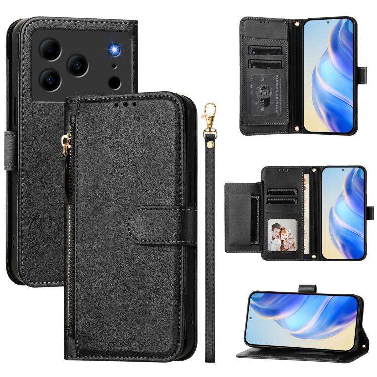 For Doogee Note 56 / Note 56 Pro Multi-Card Slots Zipper Wallet Leather Phone Case(Black)