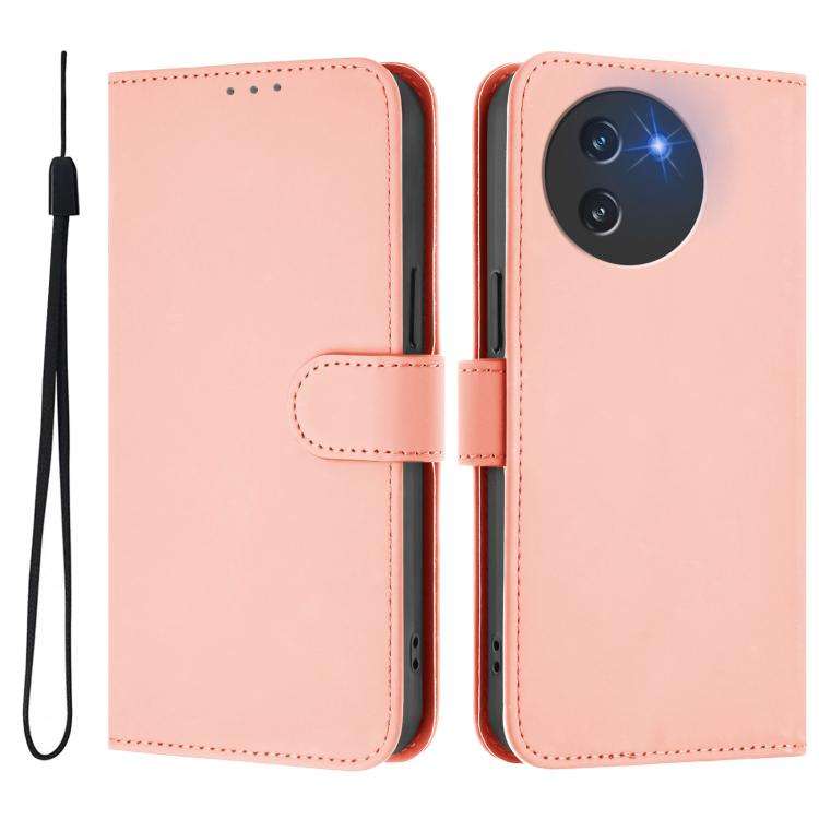 For Doogee Note 59 / Note 59 Pro Skin Feel Solid Color Leather Phone Case with Lanyard(Pink)