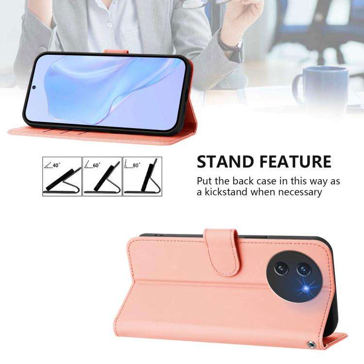 For Doogee Note 59 / Note 59 Pro Skin Feel Solid Color Leather Phone Case with Lanyard(Pink)
