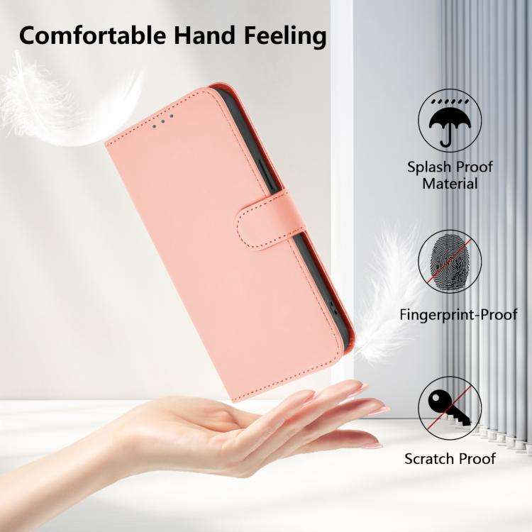 For Doogee Note 59 / Note 59 Pro Skin Feel Solid Color Leather Phone Case with Lanyard(Pink)