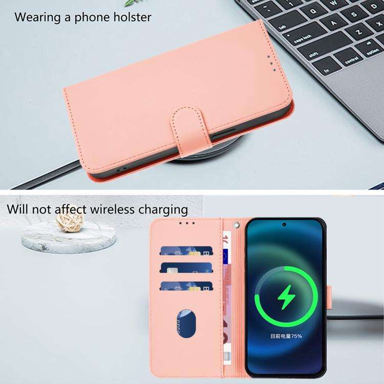 For Doogee Note 59 / Note 59 Pro Skin Feel Solid Color Leather Phone Case with Lanyard(Pink)
