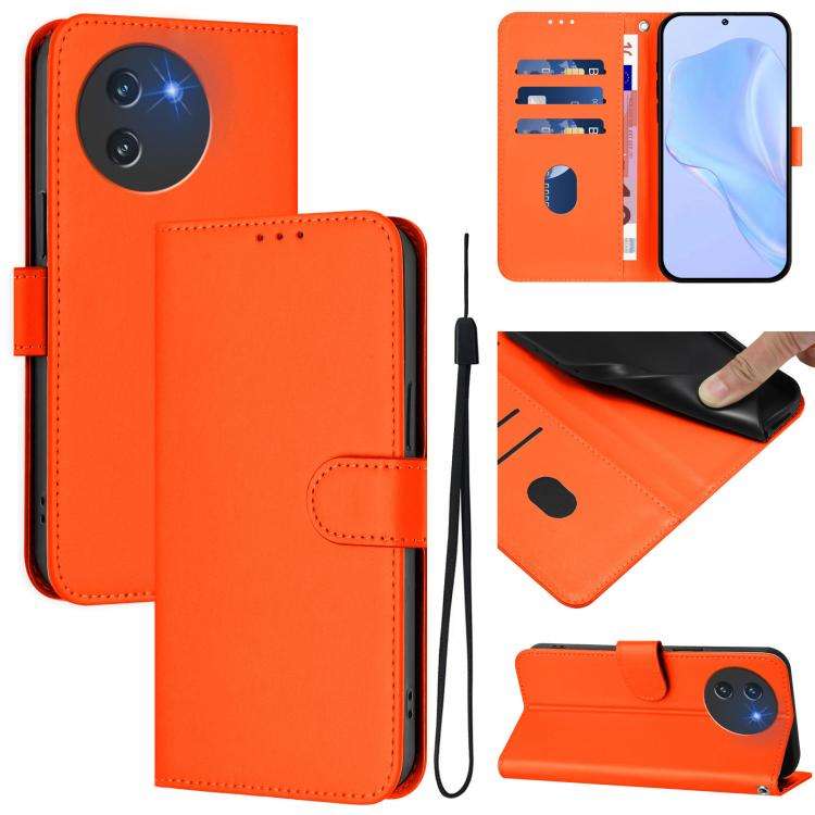 For Doogee Note 59 / Note 59 Pro Skin Feel Solid Color Leather Phone Case with Lanyard(Orange)
