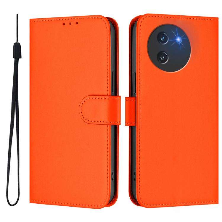 For Doogee Note 59 / Note 59 Pro Skin Feel Solid Color Leather Phone Case with Lanyard(Orange)