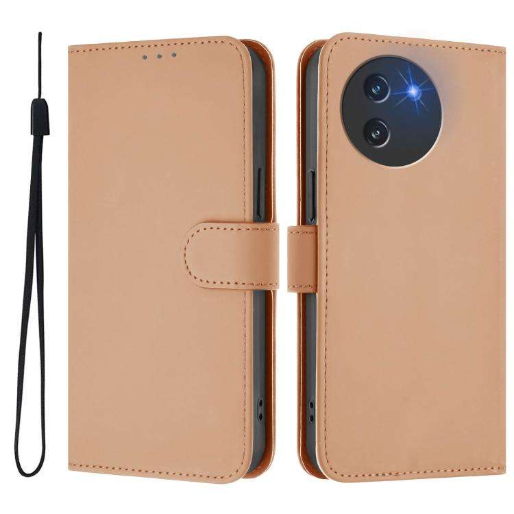 For Doogee Note 59 / Note 59 Pro Skin Feel Solid Color Leather Phone Case with Lanyard(Nude)