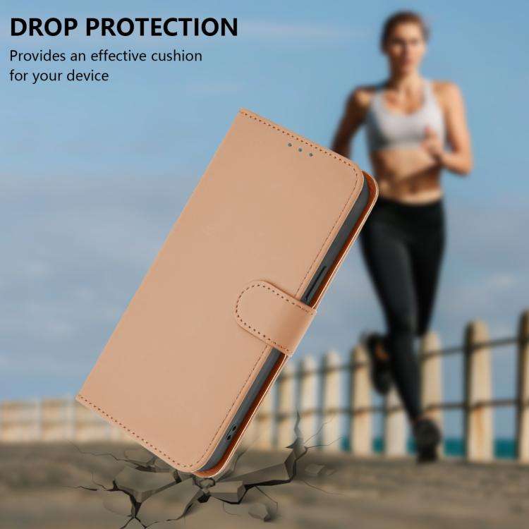 For Doogee Note 59 / Note 59 Pro Skin Feel Solid Color Leather Phone Case with Lanyard(Nude)