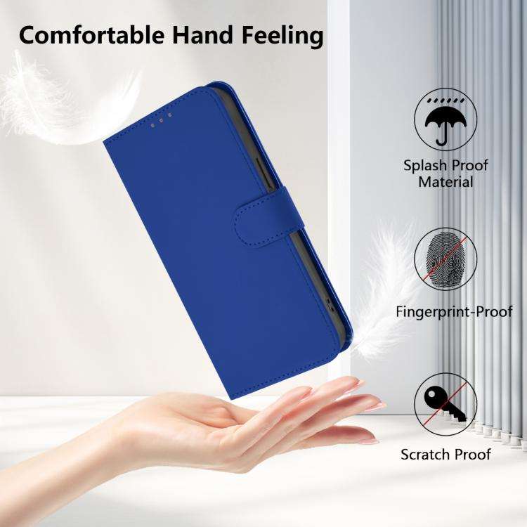 For Doogee Note 59 / Note 59 Pro Skin Feel Solid Color Leather Phone Case with Lanyard(Dark Blue)