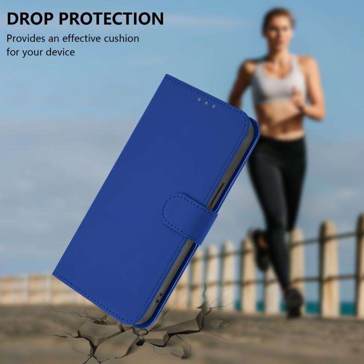 For Doogee Note 59 / Note 59 Pro Skin Feel Solid Color Leather Phone Case with Lanyard(Dark Blue)