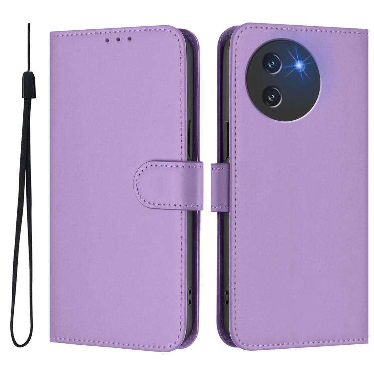 For Doogee Note 59 / Note 59 Pro Skin Feel Solid Color Leather Phone Case with Lanyard(Lavender P...