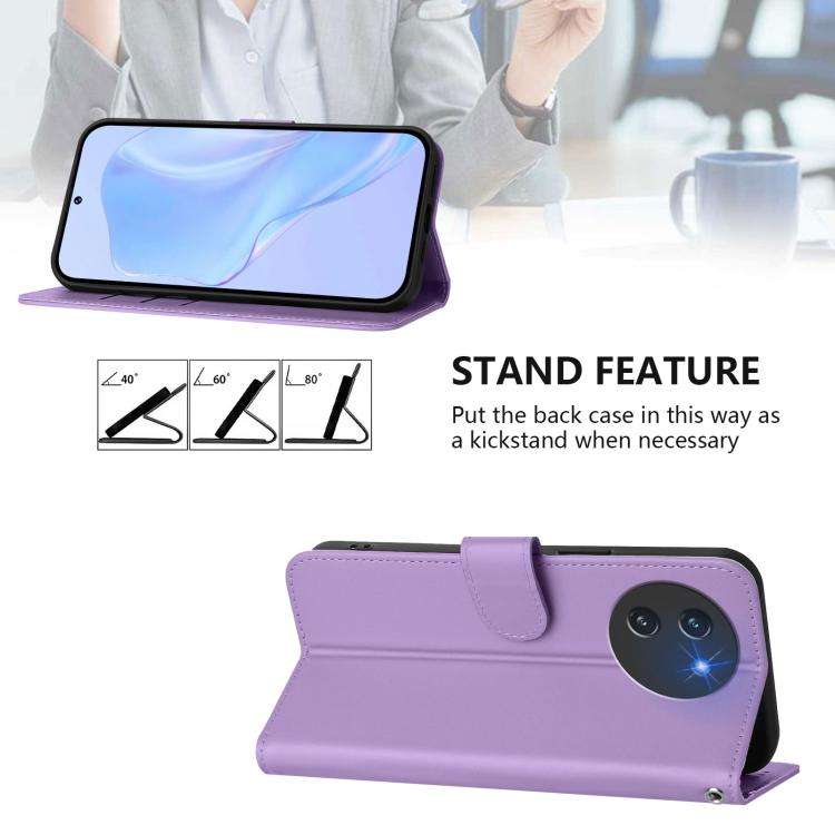For Doogee Note 59 / Note 59 Pro Skin Feel Solid Color Leather Phone Case with Lanyard(Lavender P...